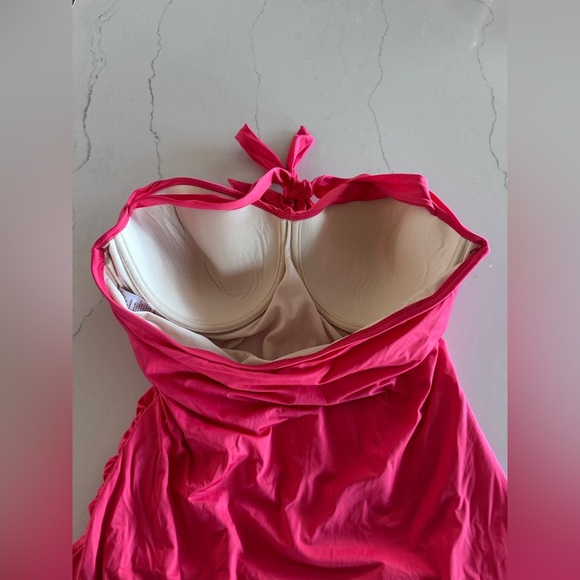 EUC Merona Swim Suit One-Piece, Halter Neck, Faux Wrap with Underwire - Picture 2 of 8